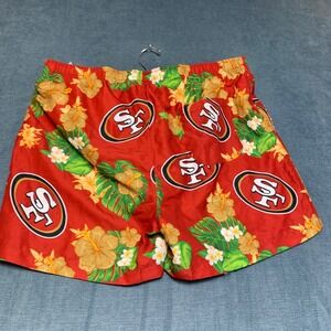NFL Team Apparel San Francisco 49ers Swimming Trunks Shorts Mens 2XL Red Floral